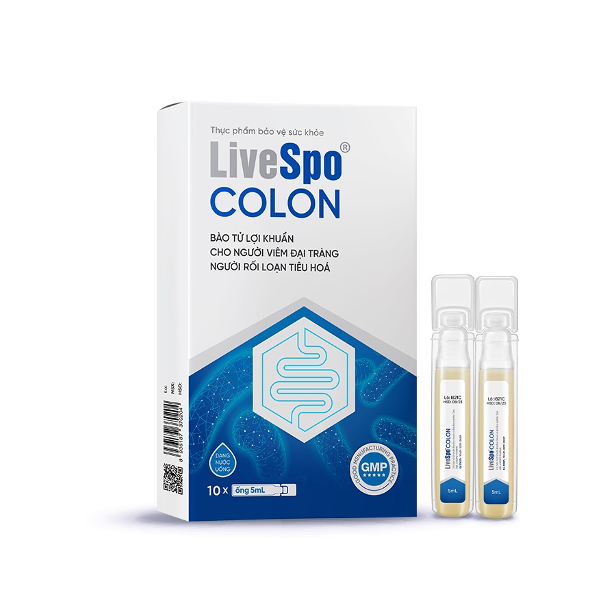 Men vi sinh dùng cho Viêm Đại Tràng, Táo bón, Tiêu chảy – LiveSpo COLON 3 tỷ bào tử lợi khuẩn (Hộp 10 ống x 5ml)