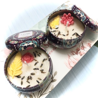 Nến Thơm Decor Hoa Khô Hộp 100ml Hương Hoa Thiên Nhiên