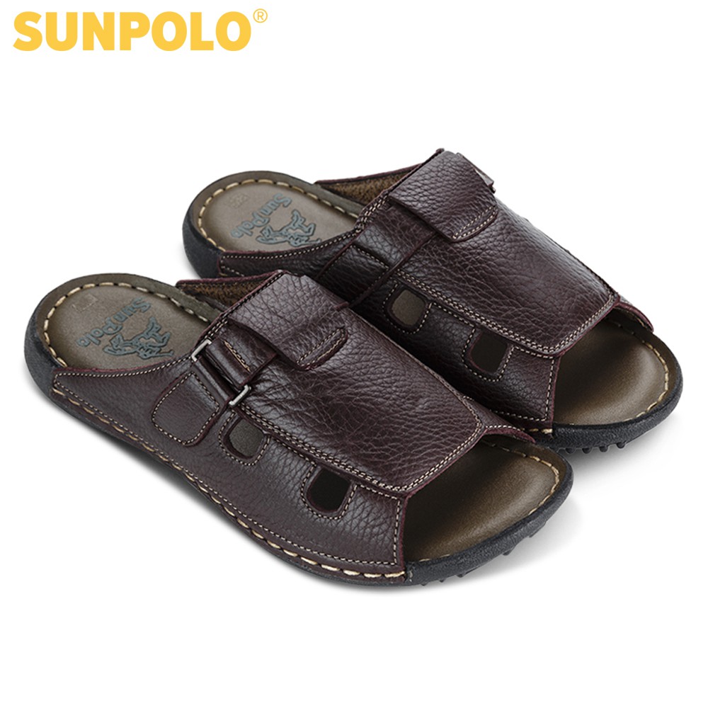Ảnh Dép quai ngang nam da bò SUNPOLO DQN003 3