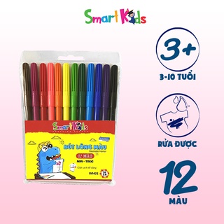 Bút lông màu Smartkids WM01 12 màu tô Dành cho bé từ 4 tuổi - 10 tuổi. Màu sắc tươi sáng, cường độ màu cao, bền màu