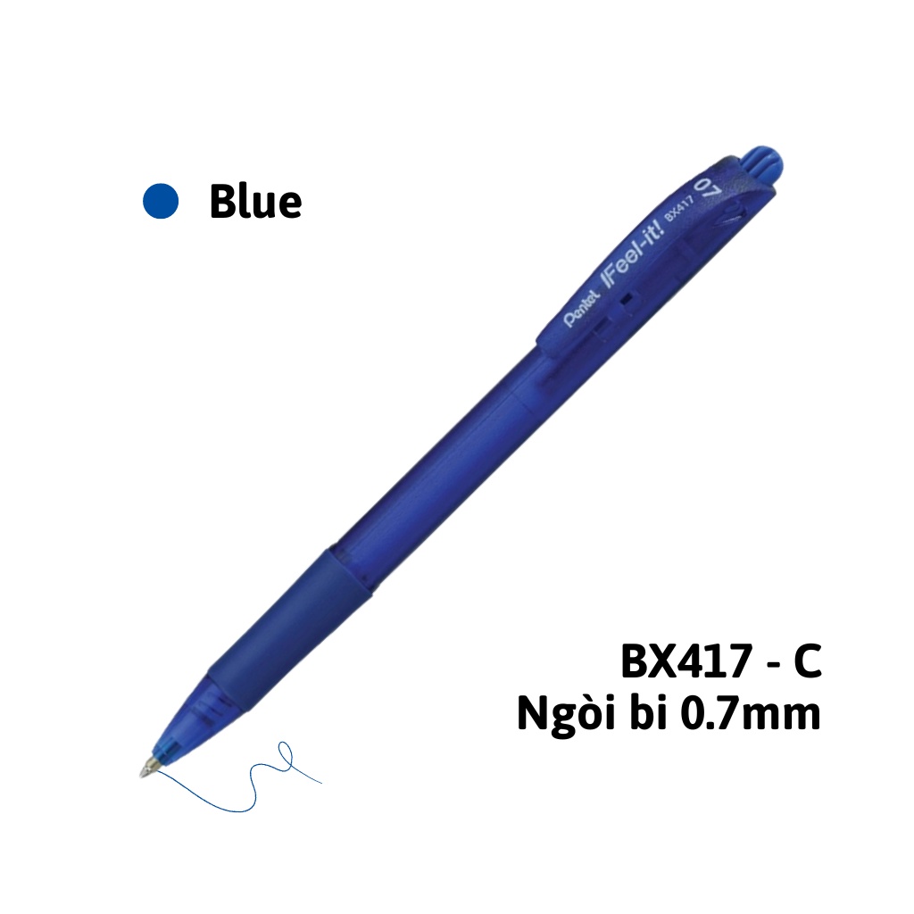 Ảnh Bút Bi Bấm Ngòi 0.7mm Pentel BX417 Trơn Mượt Không Đọng Mực Nét Viết Êm Mịn Không Tắc Mực 4