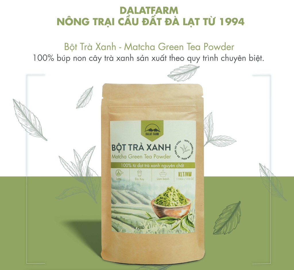 Mô tả Bột Matcha Trà Xanh Dalat Farm - Túi 110Gr - 1