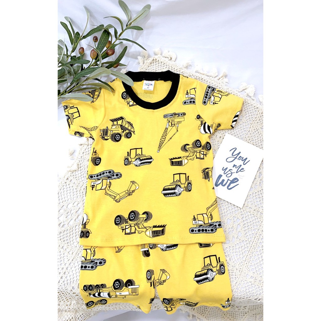 Bộ Cộc Tay Cotton 100 % Thoáng Mát In Nhiều Họa Tiết Siêu Xinh Cho Bé Trai (20-30kg)