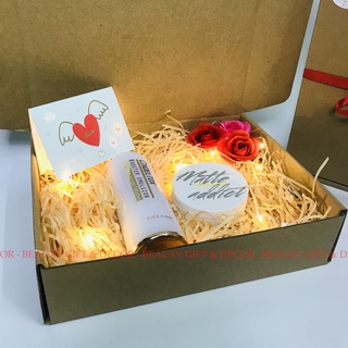 (25x20x6) Hộp đựng quà sinh nhật, hộp kraft đựng quà valentine full phụ kiện