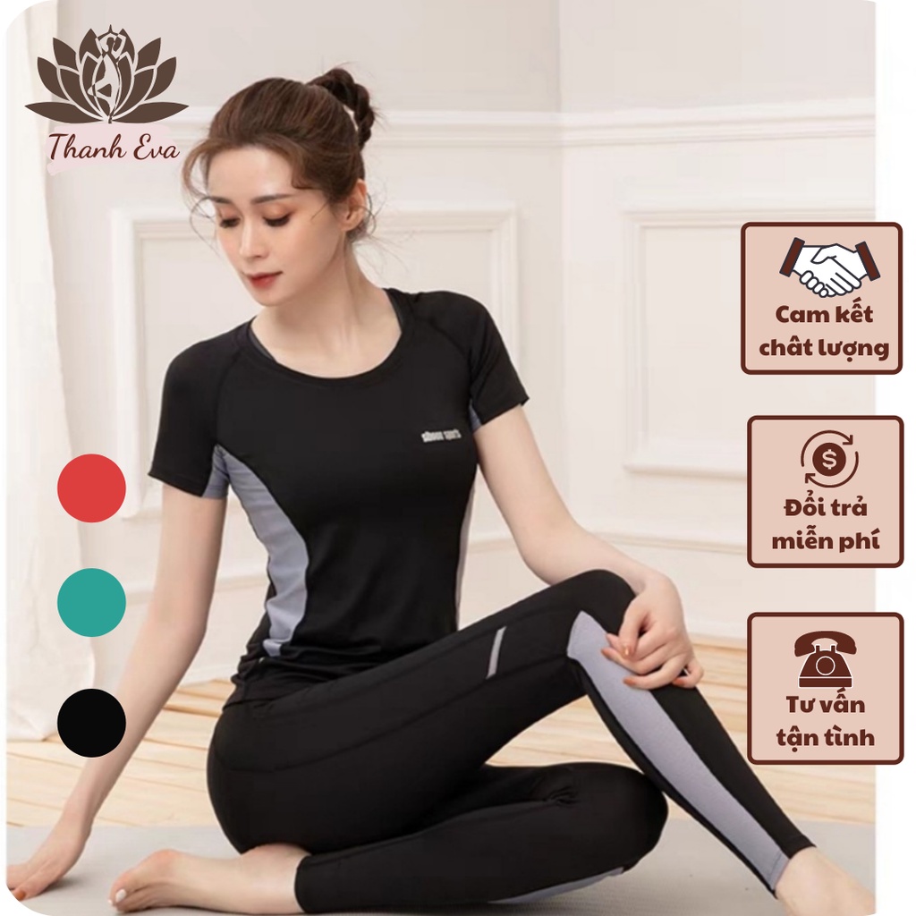 Bộ thể thao BD10 tập gym, yoga, áo phủ bụng quần dài màu đen, xanh, đỏ đô... Hàng VNXK