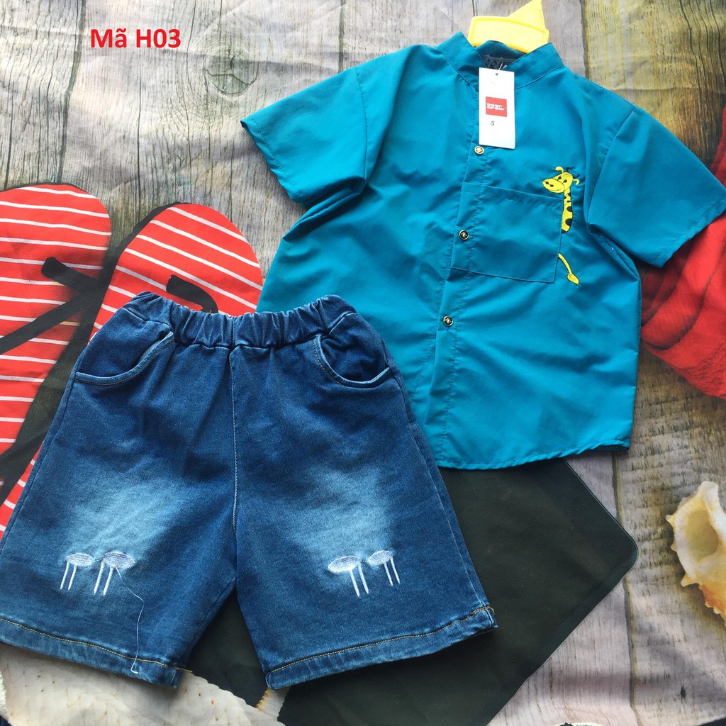 [hot] Bộ hươu cao cổ-quần jean màu đậm Hàn Quốc cho bé cực đẹp
