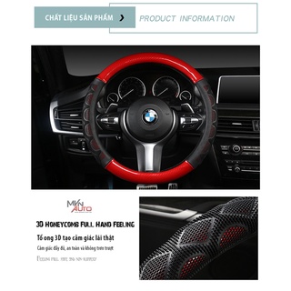 Bọc Vô Lăng Sợi CARBON Chống Trượt Viền HONEYCOMB Chống Bám Mồ Hôi Tay – MVN AUTO