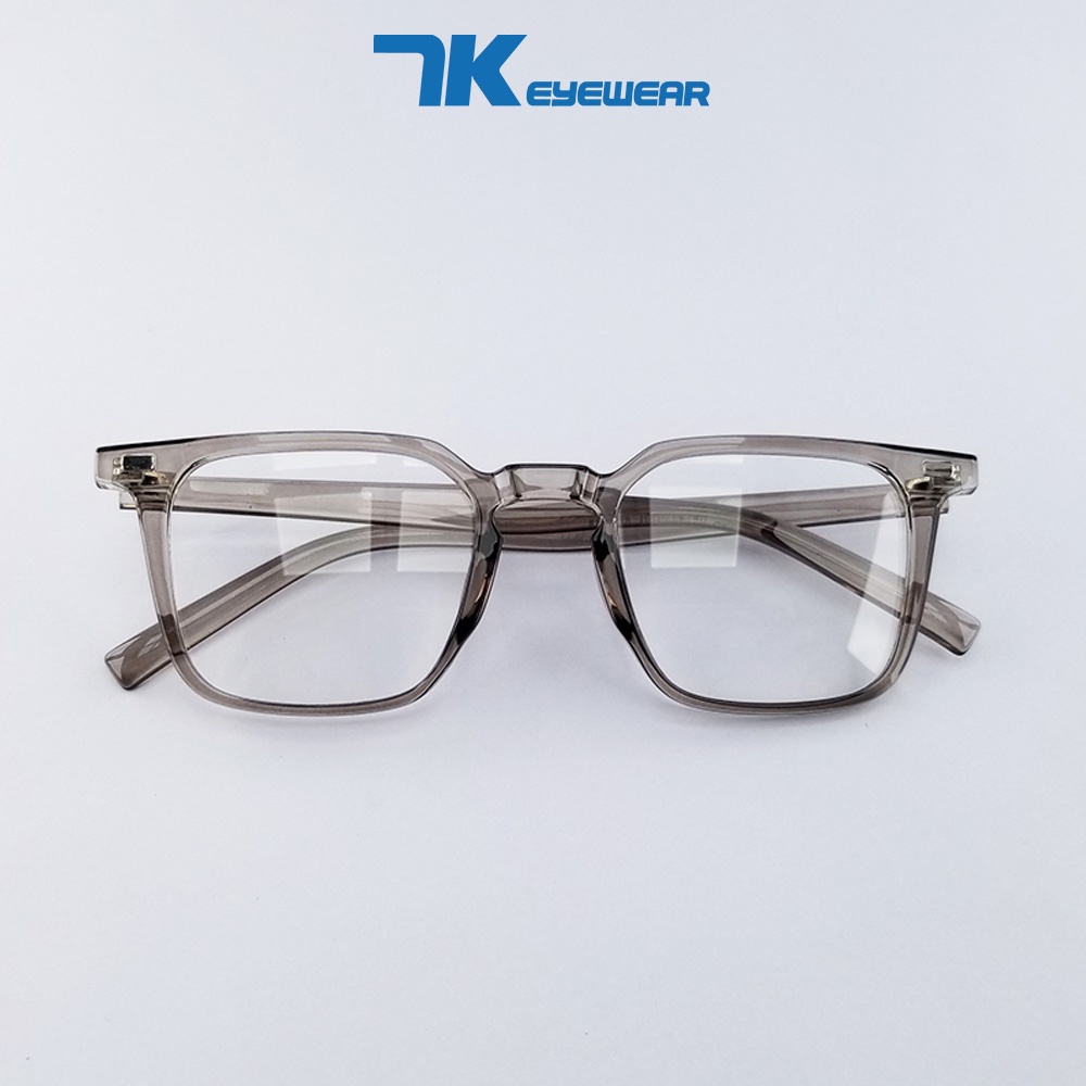 Ảnh Gọng kính cận nam nữ mắt vuông nhựa 7K280 màu đen nâu ghi xám. Tròng giả cận 0 độ có sẵn, chống nắng và tia UV 4