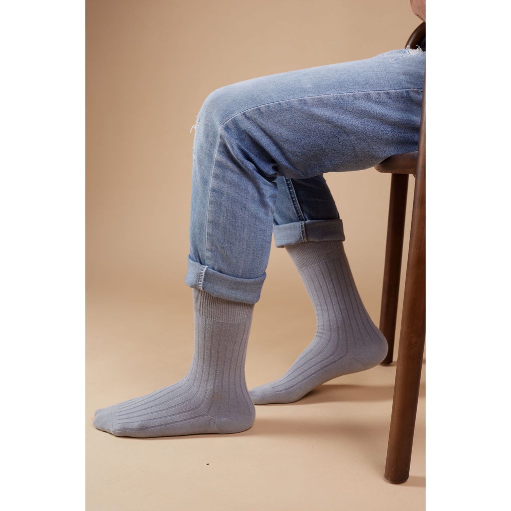 Tất nam cổ cao BRODY Xám Nhạt Cotton Combed cao cấp Thời trang nam Công sở - MC00779