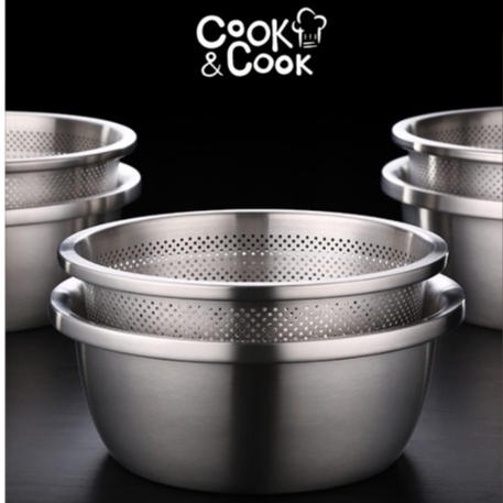 Thau rổ inox 304 đựng rửa rau củ quả vo gạo trộn salad làm bánh đa năng ...