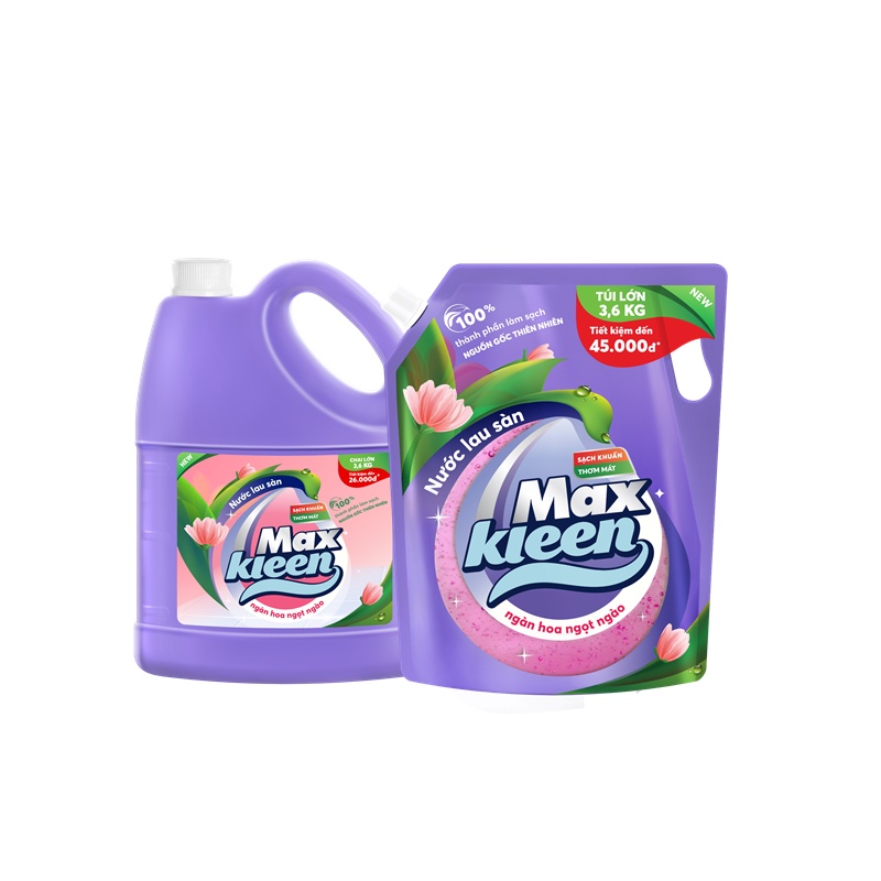 Ảnh Combo Chai Lau Sàn 3.6kg + Túi Lau Sàn 3.6kg MaxKleen Ngàn hoa ngọt ngào 1