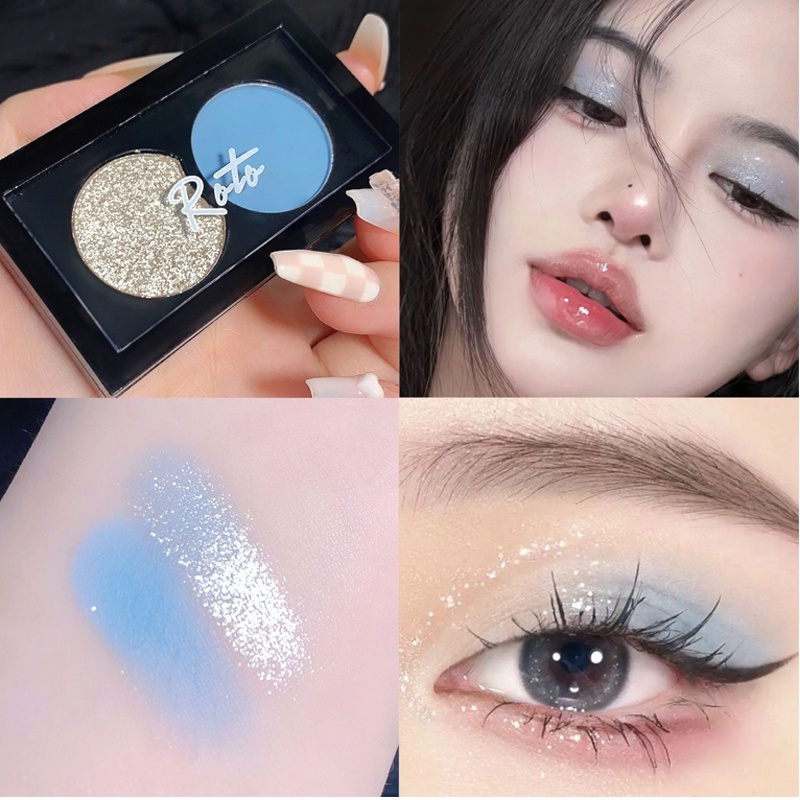 Bảng phấn mắt 2 màu,ROTO long lanh,lấp lánh,xinh lung linh,thời trang giới trẻ,lâu trôi chống thấm nước, độ bóng cực cao