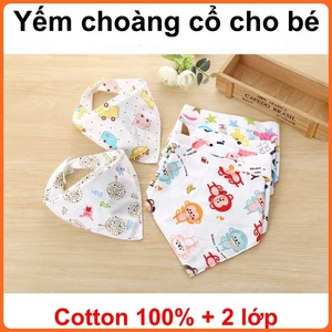 Combo 5 và 10 yếm quàng cổ cài nút cotton 2 lớp cho bé