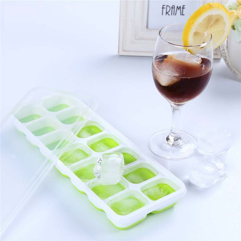 Khay Làm Đá Silicon Có Nắp Đậy 14 Viên Tiện Lợi
