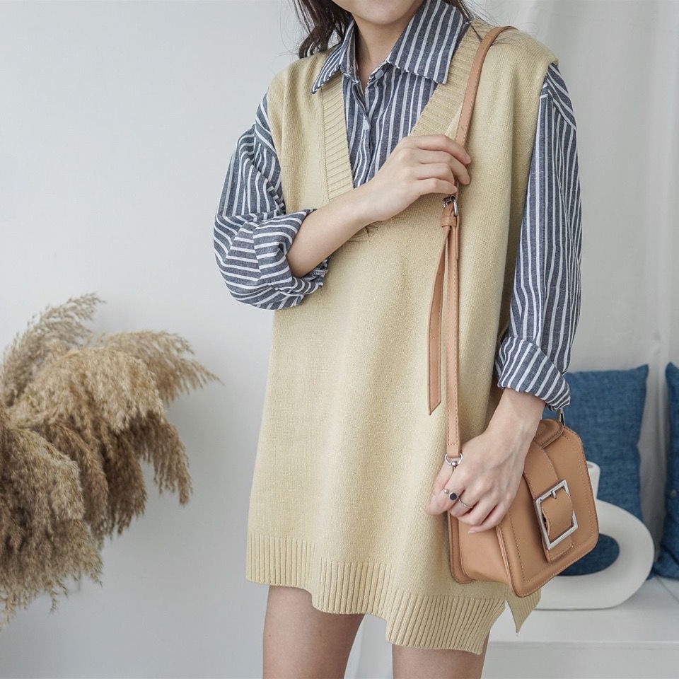 Áo Vest nữ cỡ lớn dệt kim len lười không tay