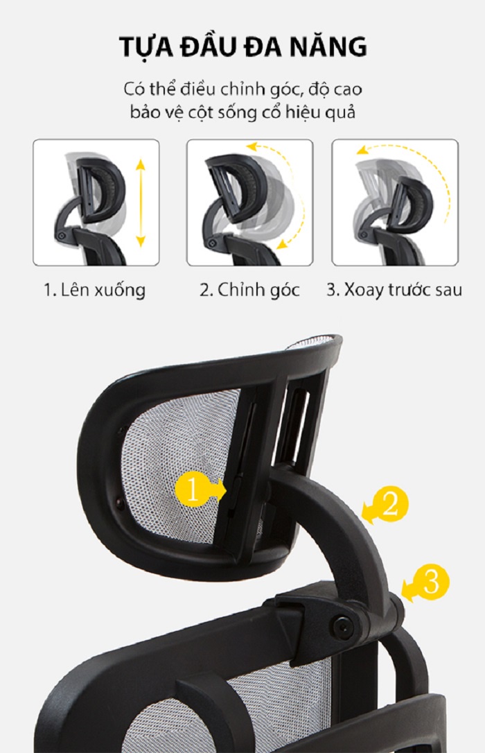 Tựa đầu 3D ghế công thái học Life 02