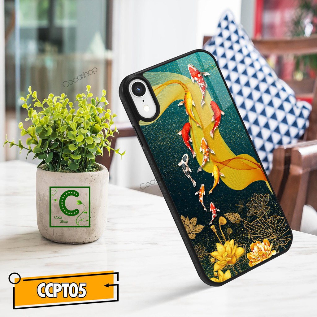 Ốp lưng iPhone mặt kính cường lực chống va đập - Cửa ngư quần hội - 6/6plus/6s/6splus/7/7plus/8/8plus/x/xr/xs/11/12/pro/