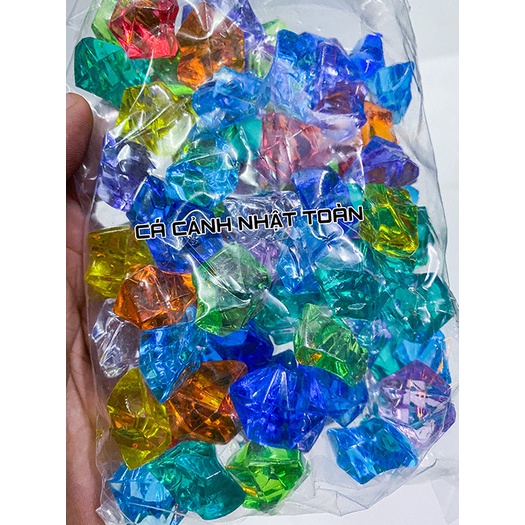 1 BỊCH ĐÁ NHỰA NGÔI SAO ĐỦ MÀU TRANG TRÍ HỒ CÁ NON BỘ VIÊN LỚN 200G