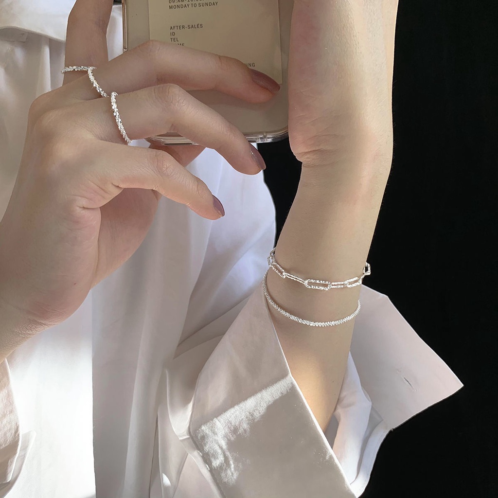 MIAOYA Thời Trang Vòng Tay Kim Loại Mạ Bạc Thiết Kế Độc Đáo