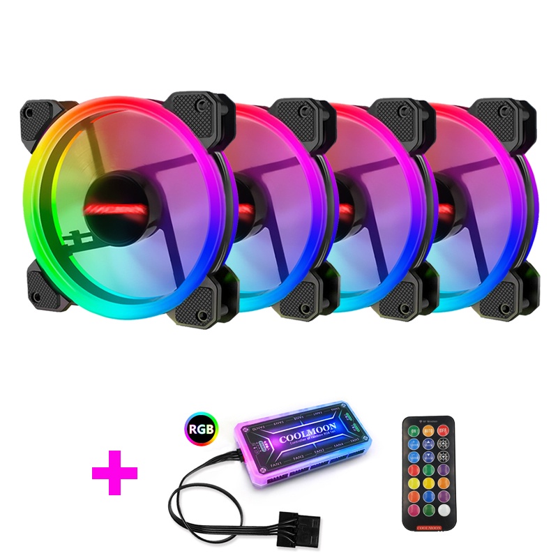 Quạt Tản Nhiệt, Fan Case Coolmoon V2, V4 RGB (Bộ 2-10 Fan + Hub Remote ...