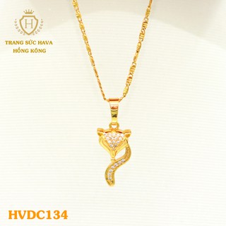 Dây Chuyền, Vòng Cổ Nữ Mặt Hồ Ly Đính Đá Màu Trắng Xi Mạ Vàng Non - Trang Sức Hava Hong Kong