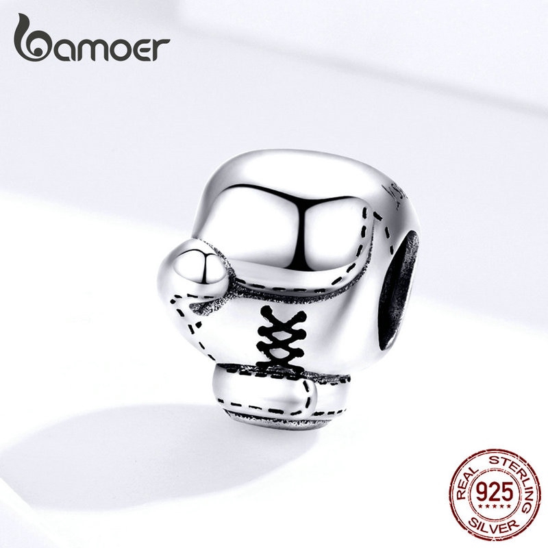 Hạt charm Bamoer bằng bạc 925 hình găng đấm bốc phong cách Châu Âu cá tính