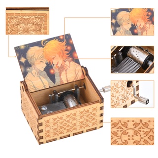 Hộp Nhạc Bằng Gỗ Khắc Chữ the Promised Neverland