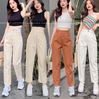 (XS-XL ) Quần Baggy Nữ Kaki Cạp Cao Ulzzang - Hình chính chủ mẫu cầm túi tên shop