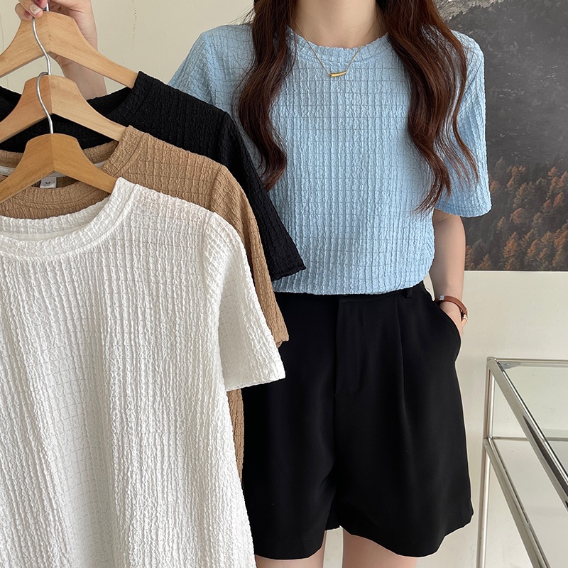Áo thun SUXI tay ngắn cổ tròn đơn giản phong cách cổ điển thời trang