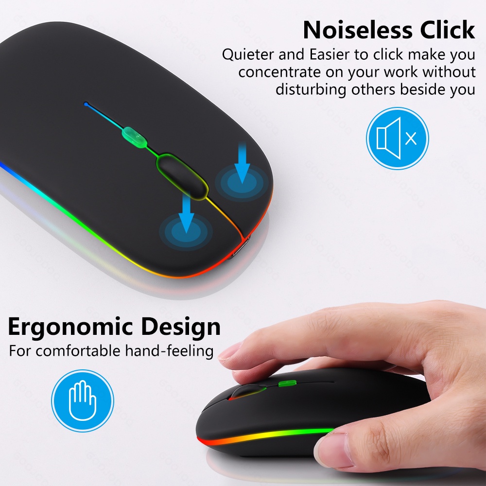 Ảnh Chuột ko dây bluetooth GOOJODOQ im lặng siêu mỏng có đèn LED dành cho máy tính xách tay tablet táo PC 3