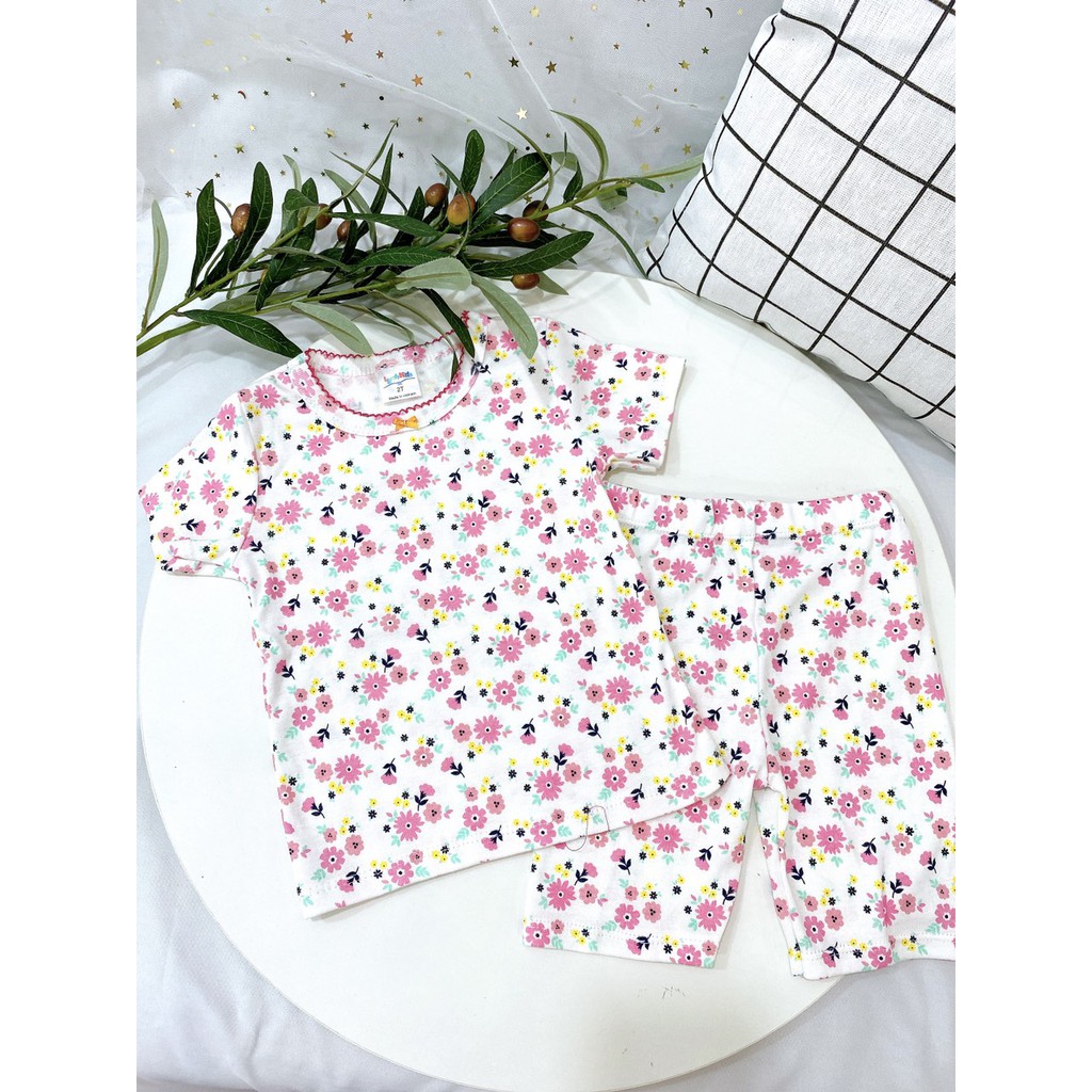 Bộ Cộc Tay Cotton 100 % Thoáng Mát In Nhiều Họa Tiết Siêu Xinh Cho Bé Gái (10-20kg)