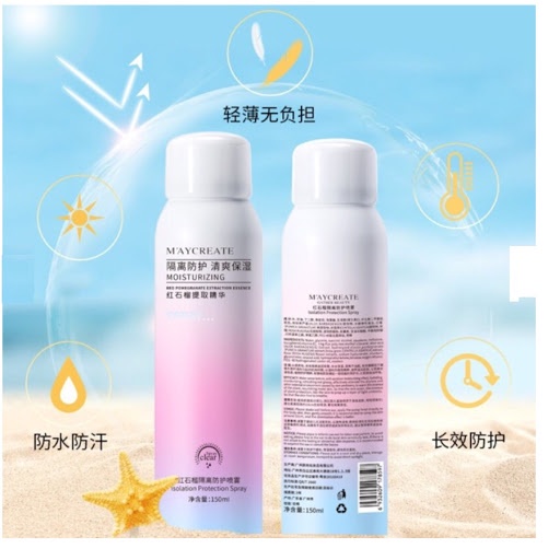 Xịt Chống Nắng Trắng Da MayCreate 150ml ,Xịt chống nắng body ,Sịt chống nắng cho Makeup hỗ trợ che khuyết điểm