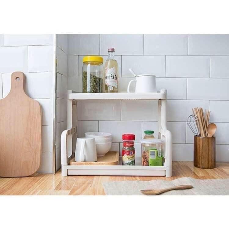Kệ đựng gia vị 2 Kệ để đồ thông minh 2 tầng đa năng tiết kiệm không gian chính hãng- aladanhnet-ms5566
