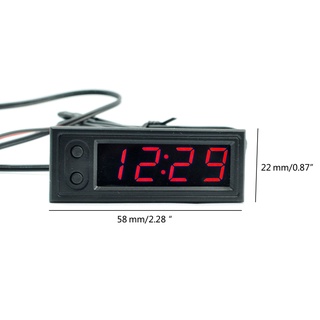 Charmantcc1 Có Thể Điều Chỉnh Nhiệt Độ Ô Tô Đồng Hồ 12V 3 Trong 1 Nhiệt Kế Vôn Kế Đồng Hồ Điện Tử LED Kỹ Thuật Số Displa