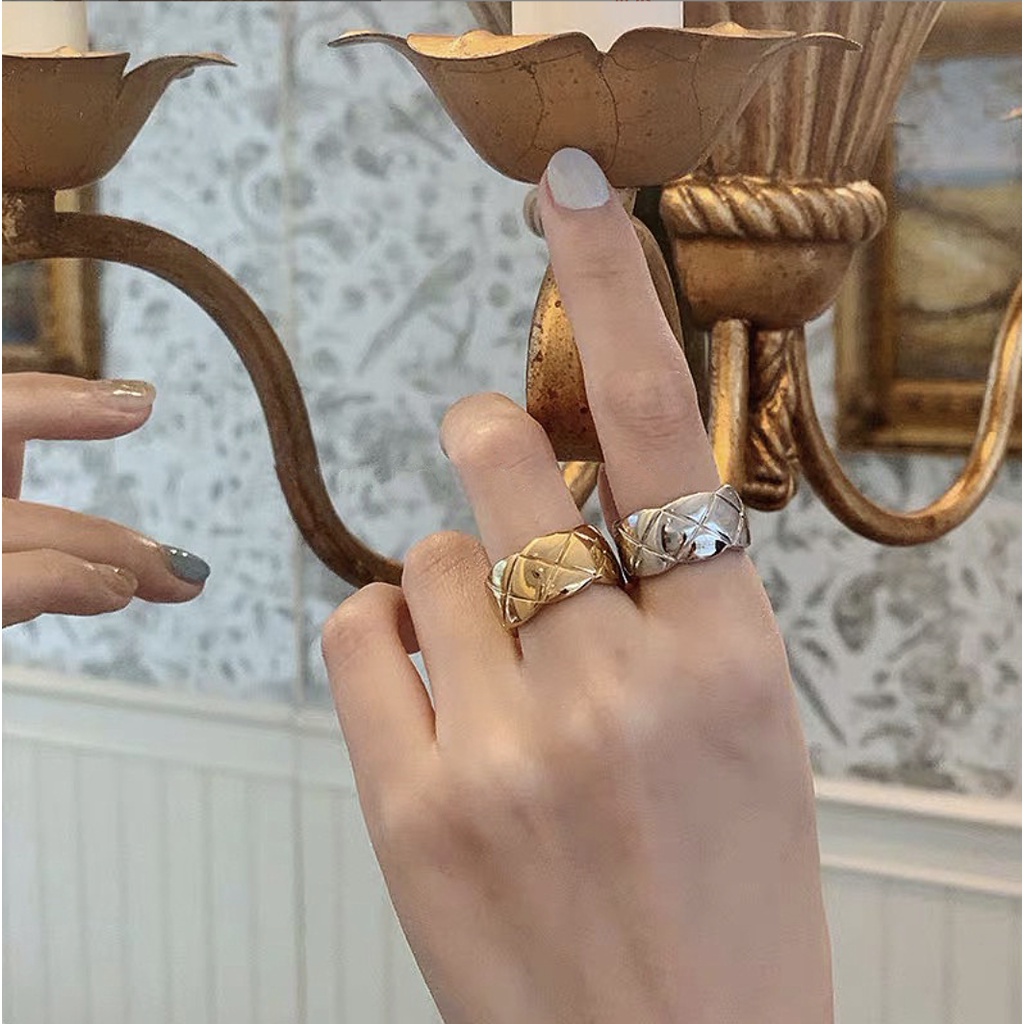 Nhẫn nữ đeo ngón út, ngón trỏ mạ vàng bạc bản dày trơn đơn giản phong cách Hàn Quốc Boho Guccy_N102
