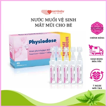 Nước muối sinh lý Gifrer Physiodose pháp cho trẻ sơ sinh và trẻ em hộp 40 ống x 5ml - mước muối natri SAMBABY