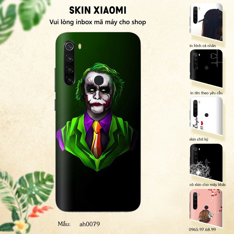 Miếng dán skin cho các dòng điện thoại Xiaomi Mi6 - Mi8 - Mi 9 in hình 3D nhiều màu sắc