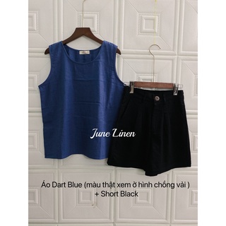 [JUNE LINEN] S00- Set bộ Linen FULLSIZE NHIỀU MÀU - Áo sát nách cổ tròn và short có 2 túi hông - Hàng thiết kế cao cấp