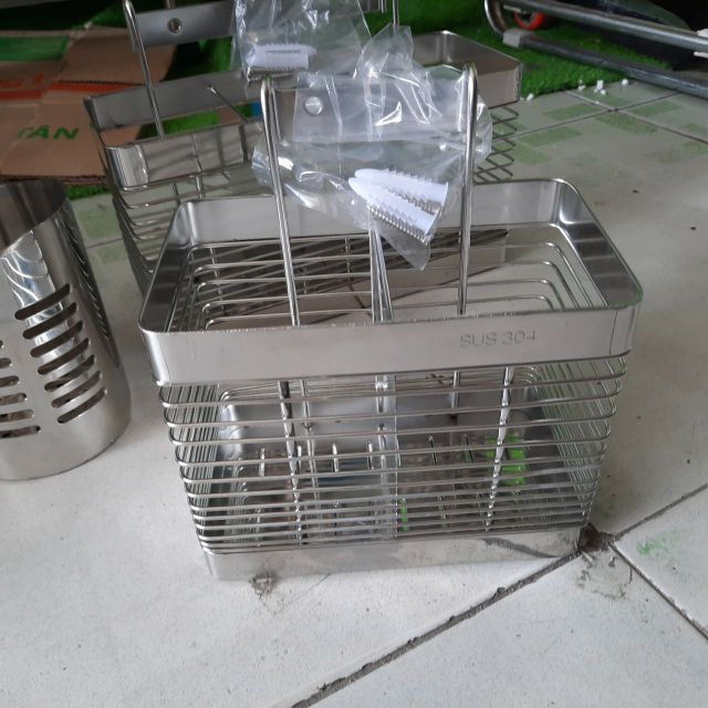 Ống đựng đũa muỗng 2 ngăn inox 304 - Giỏ đũa inox 304