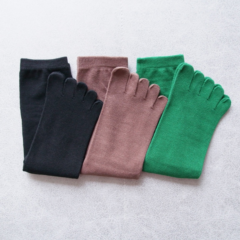 FL Nữ Xuân Thu Năm Ngón Tay Ống Dài Tất Màu Mềm Mại Thường Ngày Thoáng Khí Ngón Chân Tách Yoga Cotton Hosi