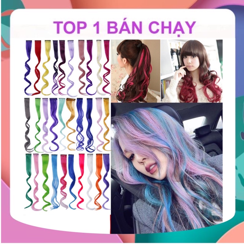 Tóc Giả Line Xoăn Kẹp Nhiều Màu Cầu Vồng – Tóc Highlight Kẹp Nối Chụp Ảnh, Cosplay
