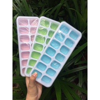 2 Khay Làm Đá, Thạch , Khay Đá Silicon 14 Ô Có Nắp Đậy Mẫu Mới