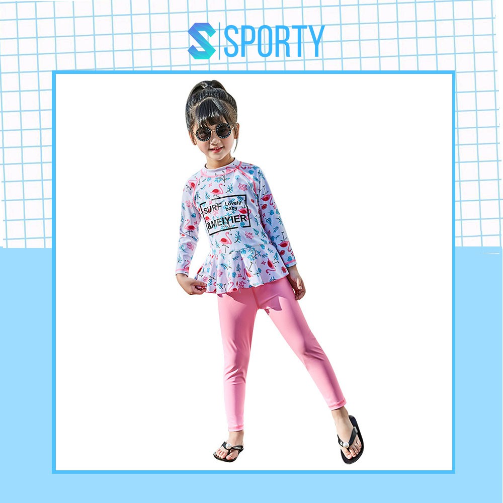 Đồ bơi trẻ em - áo bơi dài tay kèm quần dài hồng SPORTY SW1967