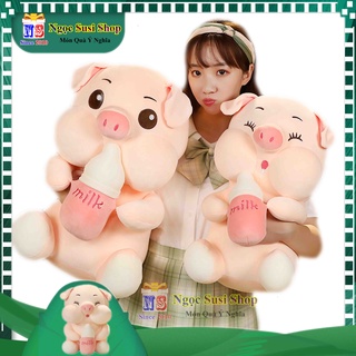 [RẺ VÔ ĐỊCH] GẤU BÔNG HEO ÔM BÌNH SỮA LOẠI 1 CAO CẤP SIÊU MỀM - THÚ NHỒI BÔNG HEO ÔM BÌNH SỮA