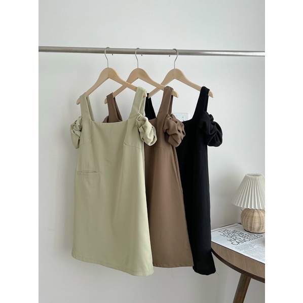 Váy tuyết mưa khoét vai tay chun the.sweaterweather TSW (ảnh thật)