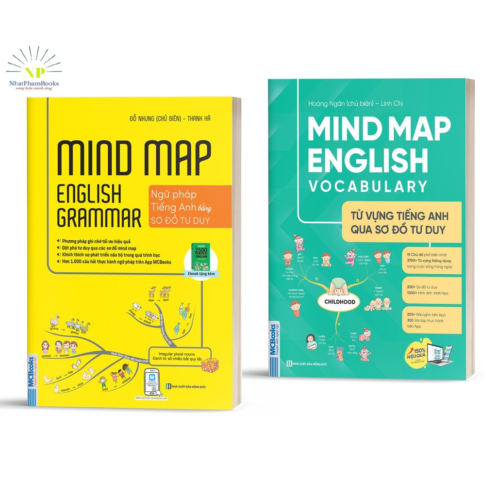 Sách - Combo Mindmap English Grammar và Mindmap English Vocabulary - Học Kèm App Online Tặng Kèm Bookmath