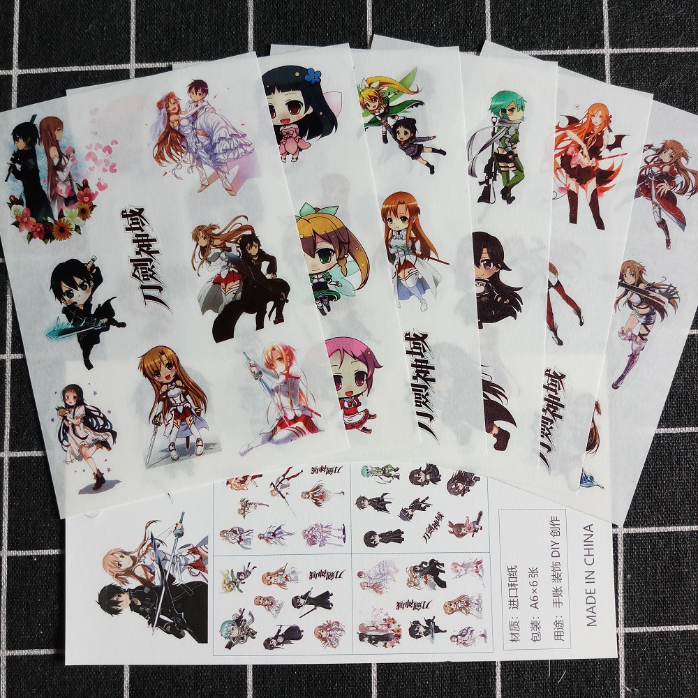 [Sticker] Hình Dán Anime Sword Art Online (6 Tấm) | Shopee Việt Nam