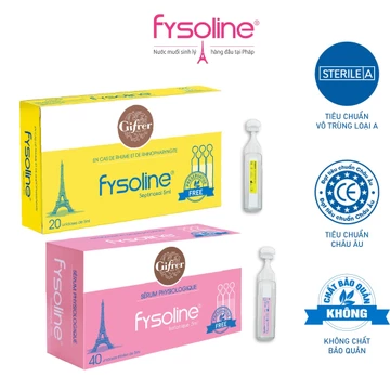 Date Mới - Fysoline - Nước muối sinh lý Pháp - Vệ sinh mắt, mũi, miệng cho bé Hộp 40 ống Chính Hãng date mới