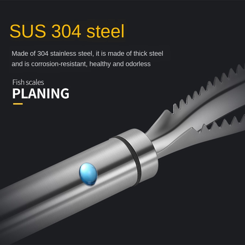 Công cụ khử vảy cá chuyên nghiệp bằng thép không gỉ 304 - Professional 304 Stainless Steel Fish Scaler Tool (Durable & Safe Design, Easy Clean Fish Skin Remover)