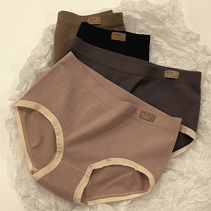 Quần Lót Cotton Không Đường May Mềm Mại Màu Trơn Kháng Khuẩn Thoải Mái Cho Nữ